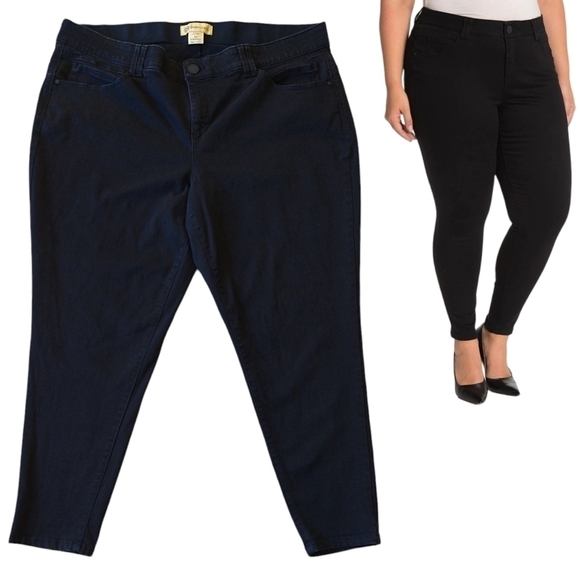 Democracy Ab Technology Black Skinny Jeans Elastic Waistband Tummy Control - Picture 1 of 9